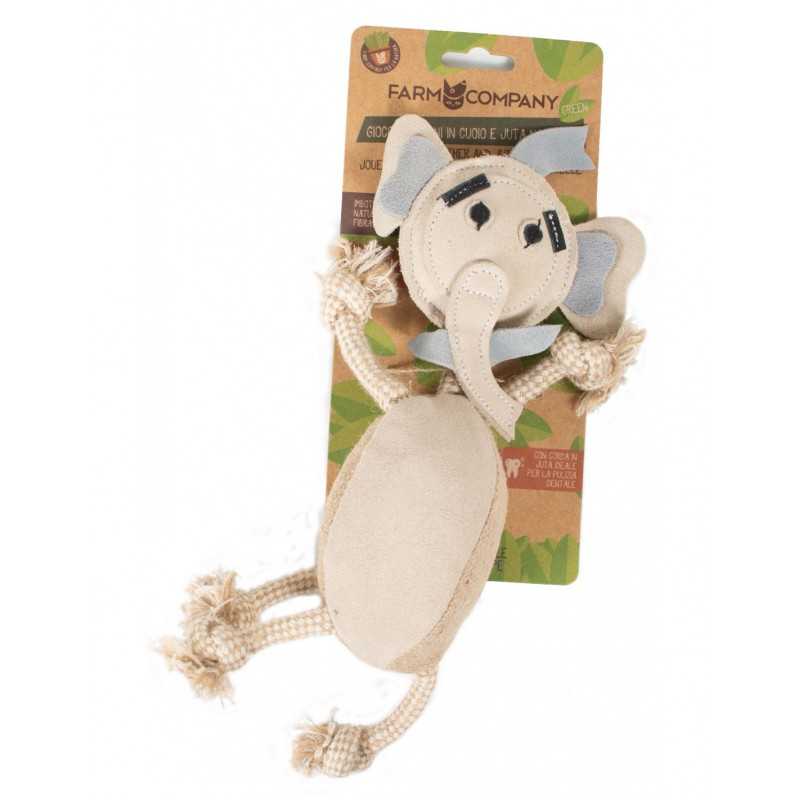 Gioco Elefante In Cuoio E Juta Farm Company Green 36 cm