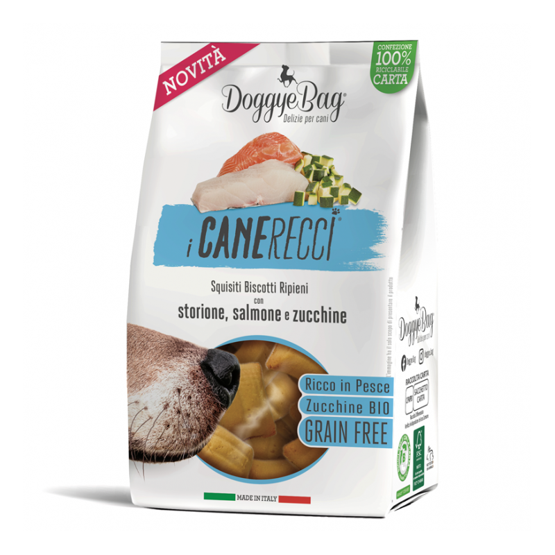 DoggyeBag I Canerecci Salmone Storione e Zucchine 180 gr