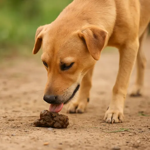 Cane che mangia le feci